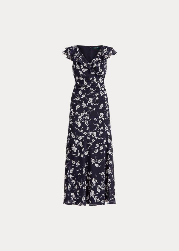 Women's Ralph Lauren Print Georgette Flounced Gowns | 075921TME